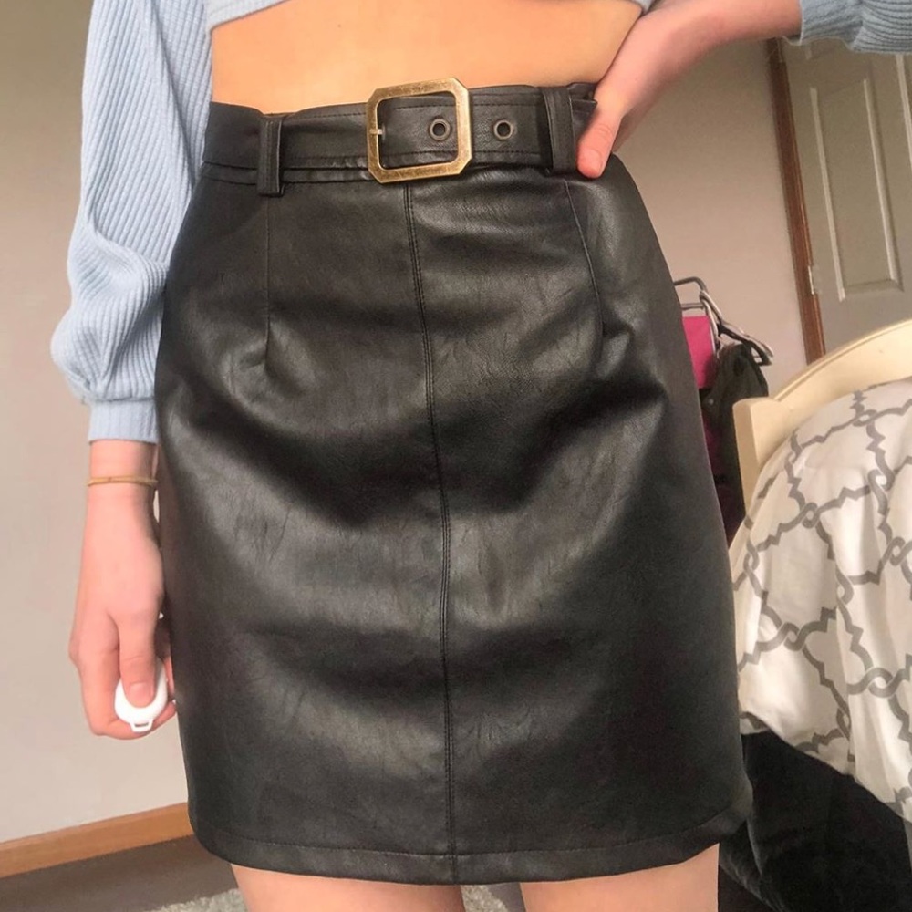 Showpo Black leather skirt